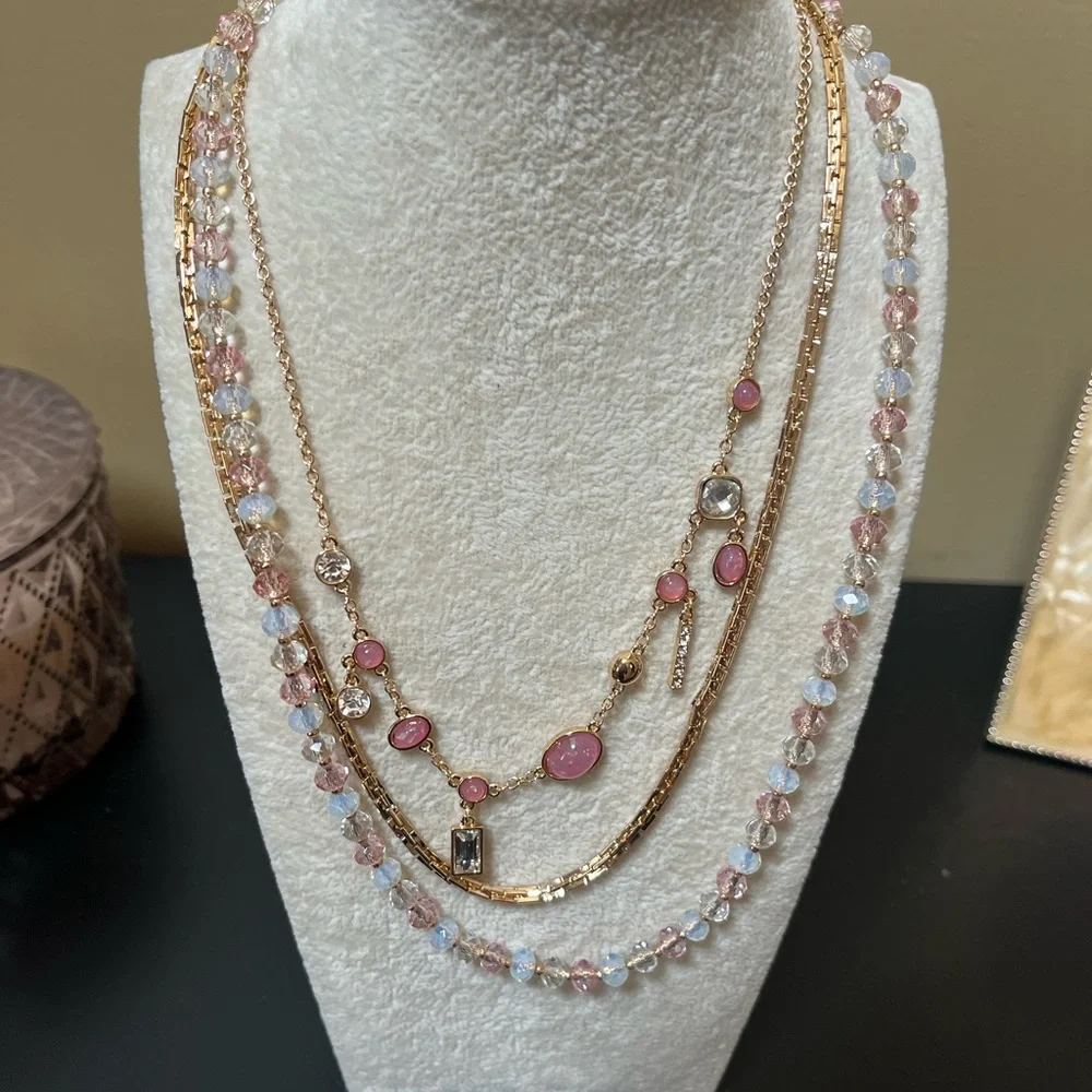 New! Guess Gold-Tone Mixed Stone Layered
Necklace, 16 2 extender - Picture 10 of 10